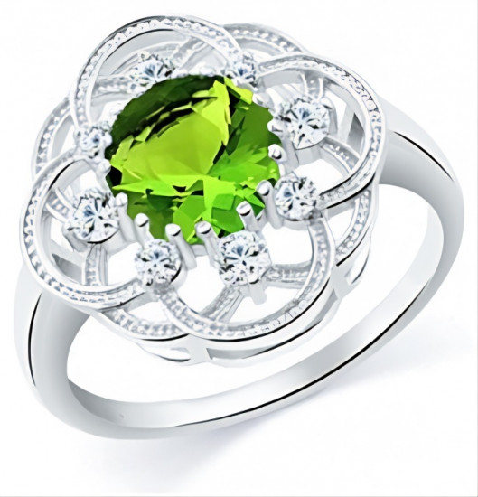 Кольцо из серебра с алпанитом и фианитами