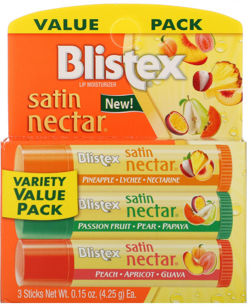 Набор бальзамов для губ увлажняющих «Satin Nectar 3 Sticks» | Blistex