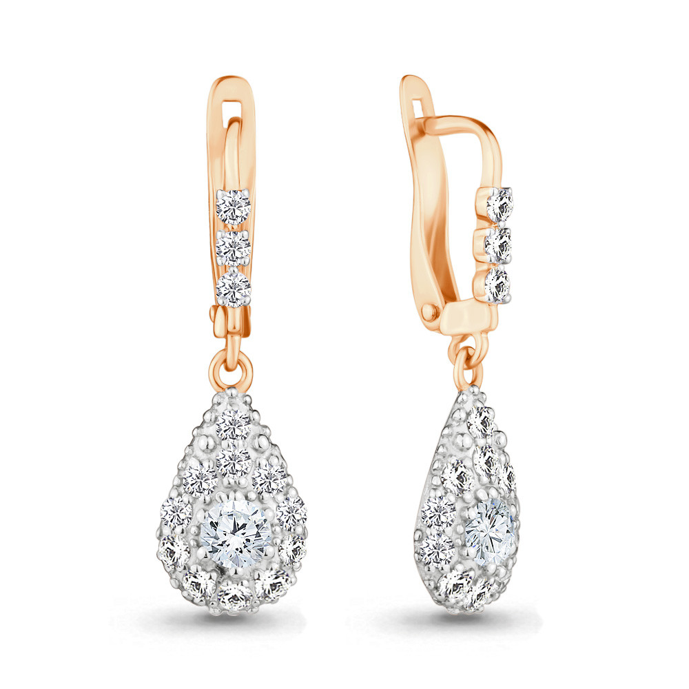Серьги из золоченного серебра с фианитами | Aquamarine