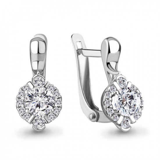Серьги из серебра с фианитами
