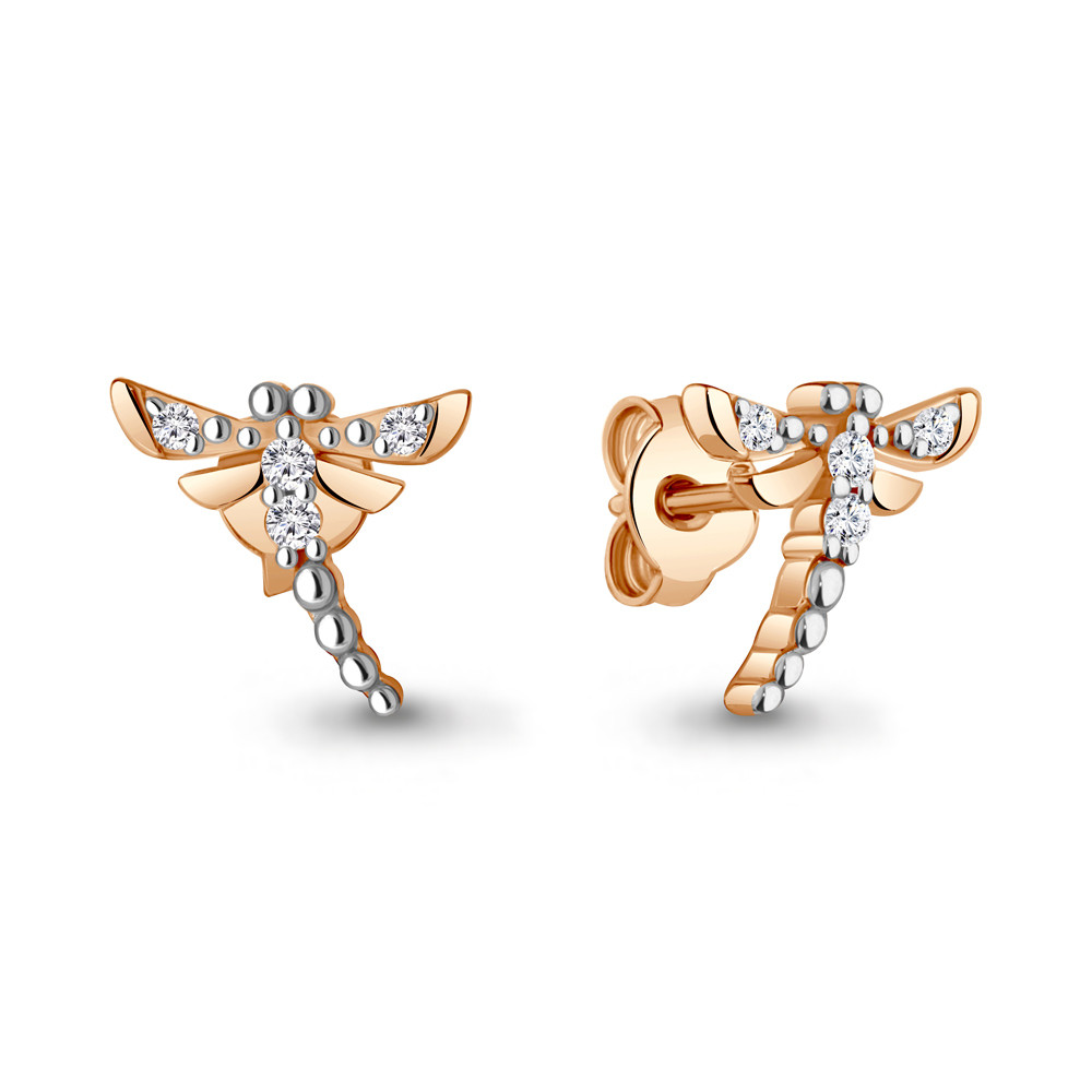 Серьги из золочёного серебра с фианитами | Aquamarine