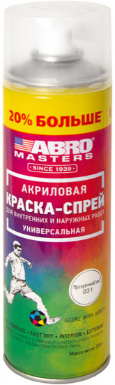 Краска-спрей акриловая универсальная, прозрачный