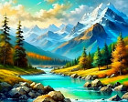 Картина по номерам «Горная река»
