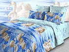 Комплект постельного белья «Лебеди» (арт. 3851/2, евро, бязь, 2 наволочки 70х70), голубой