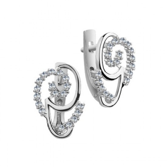 Серьги из серебра с фианитами