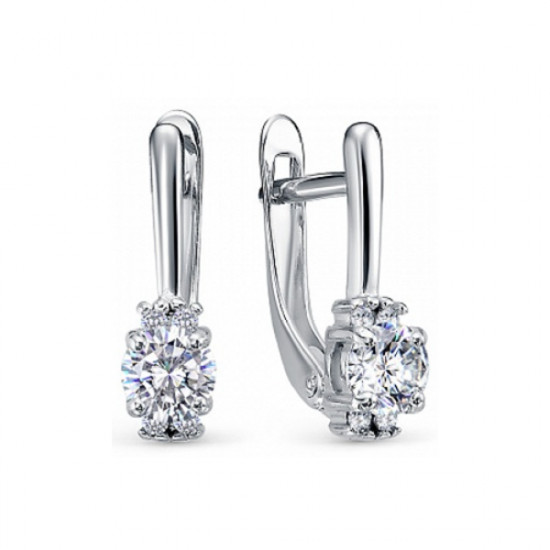 Серьги из серебра с фианитами