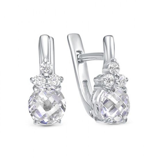 Серьги из серебра с фианитами