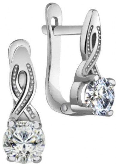 Серьги из серебра с фианитами
