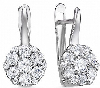 Серьги из серебра с фианитами