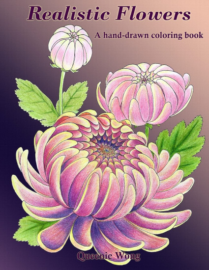 Realistic Flowers. A Hand-Drawn Coloring Book