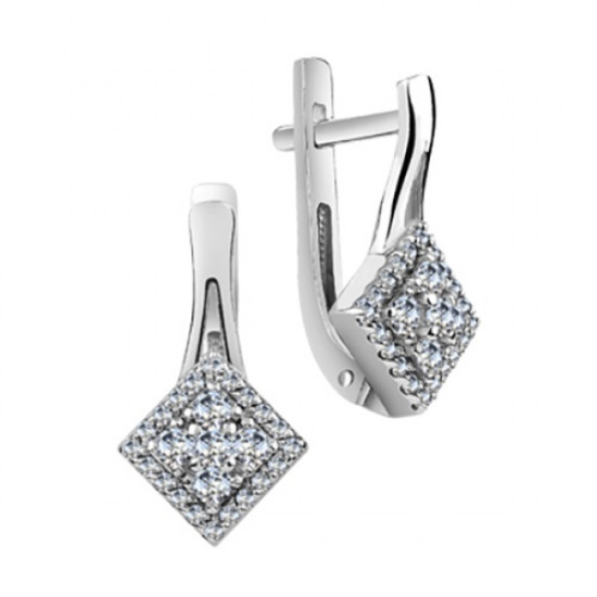 Серьги из серебра с фианитами
