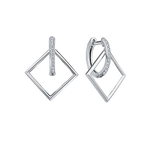 Серьги из серебра с фианитами