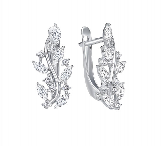 Серьги из серебра с фианитами