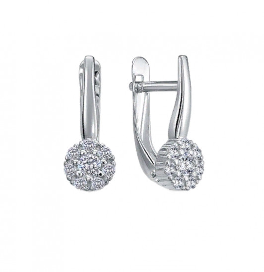 Серьги из серебра с фианитами