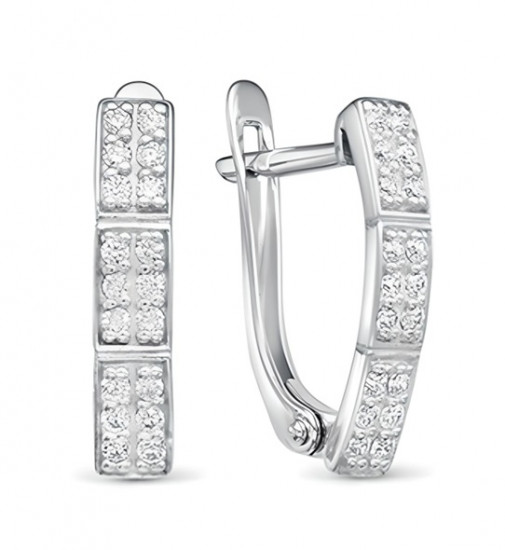 Серьги из серебра с фианитами