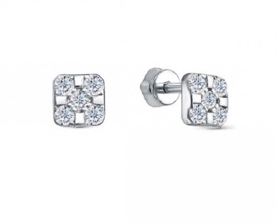 Серьги из серебра с фианитами