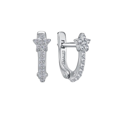 Серьги из серебра с фианитами