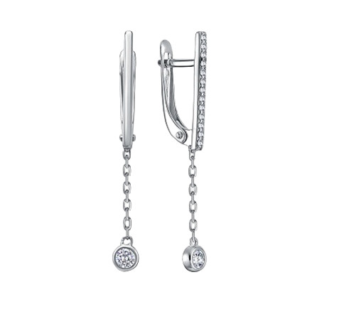 Серьги из серебра с фианитом