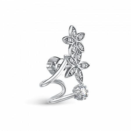 Серьга из серебра с фианитами