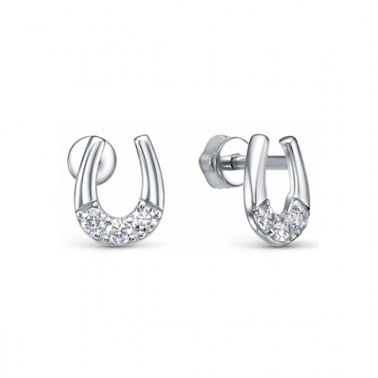 Серьги из серебра с фианитами