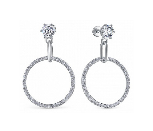 Серьги из серебра с фианитами