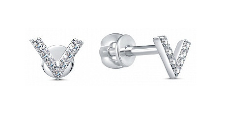 Серьги из серебра с фианитами