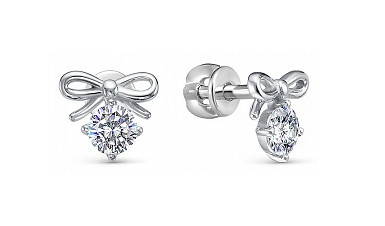 Серьги из серебра с фианитами