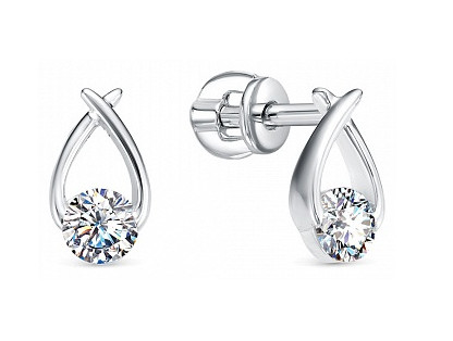 Серьги из серебра с фианитами
