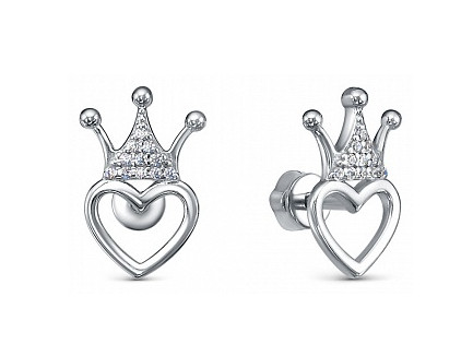 Серьги из серебра с фианитами