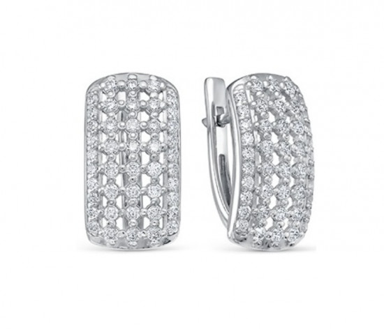 Серьги из серебра с фианитами