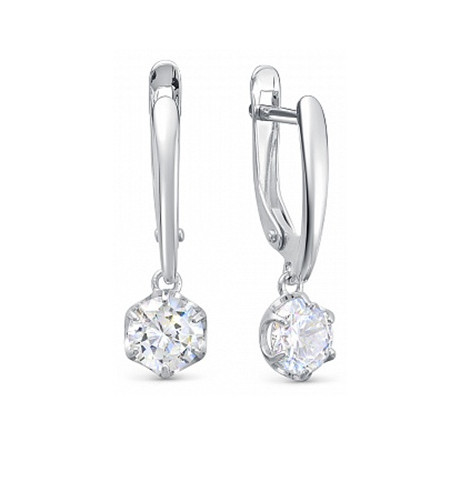 Серьги из серебра с фианитами