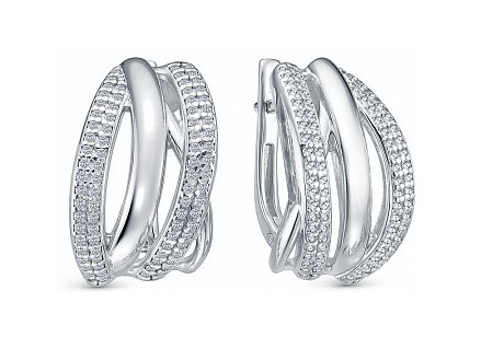 Серьги из серебра с фианитами | Lucente Silver