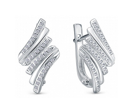 Серьги из серебра с фианитами