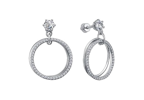 Серьги из серебра с фианитами