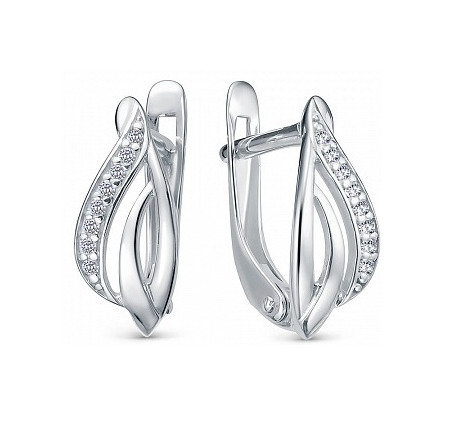 Серьги из серебра с фианитами