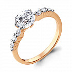 Кольцо из золоченного серебра с фианитами