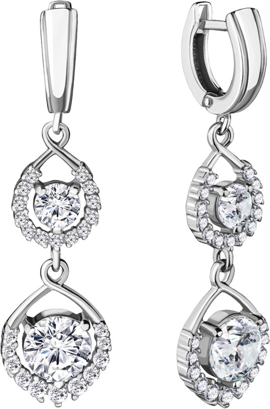 Серьги из серебра с фианитами | Aquamarine