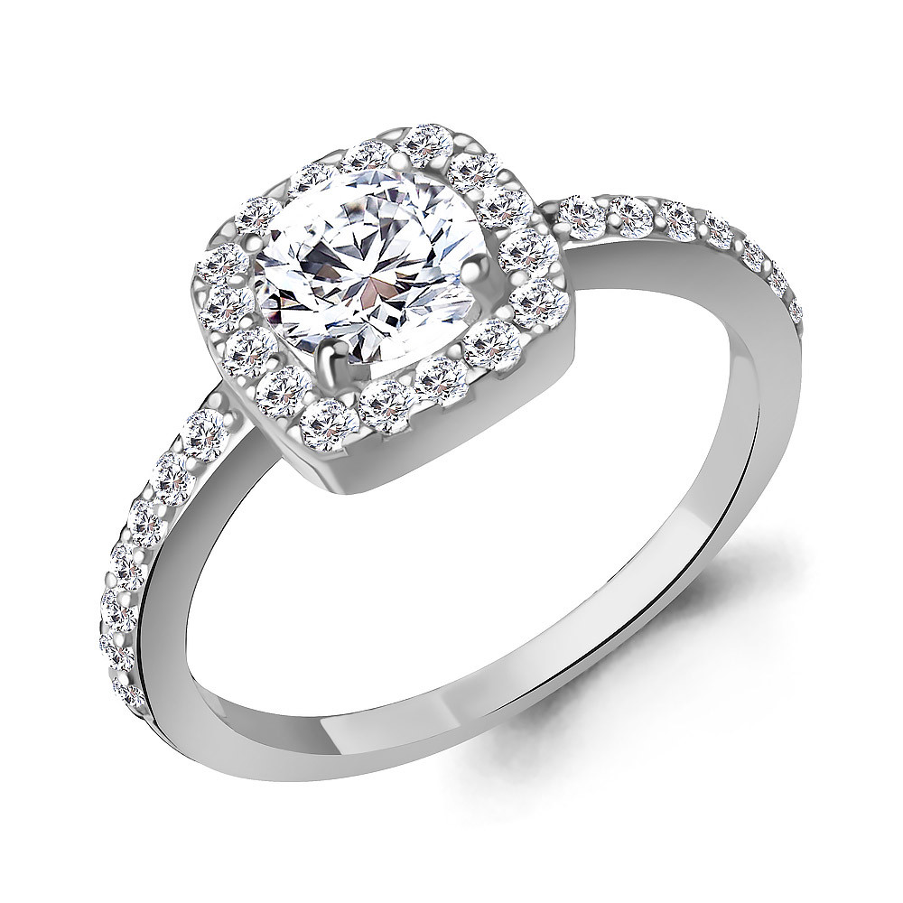 Кольцо из серебра с фианитами | Aquamarine