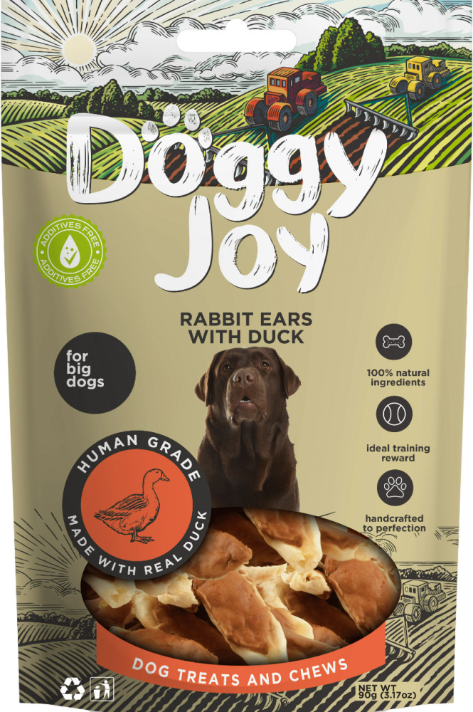 Лакомство для собак «Кроличьи ушки с уткой» | Doggy Joy