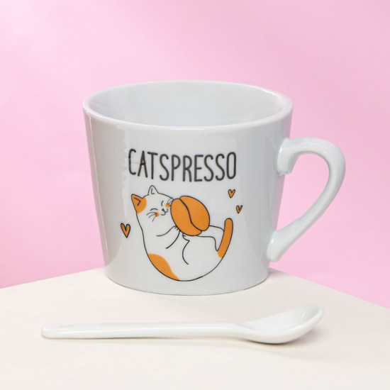 Кружка с ложкой «Catspresso»