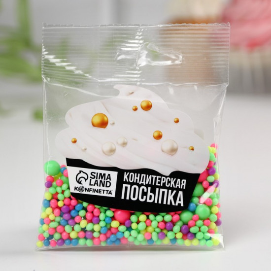 Посыпка кондитерская неоновая, жёлтая, зелёная, розовая, синяя, фиолетовая