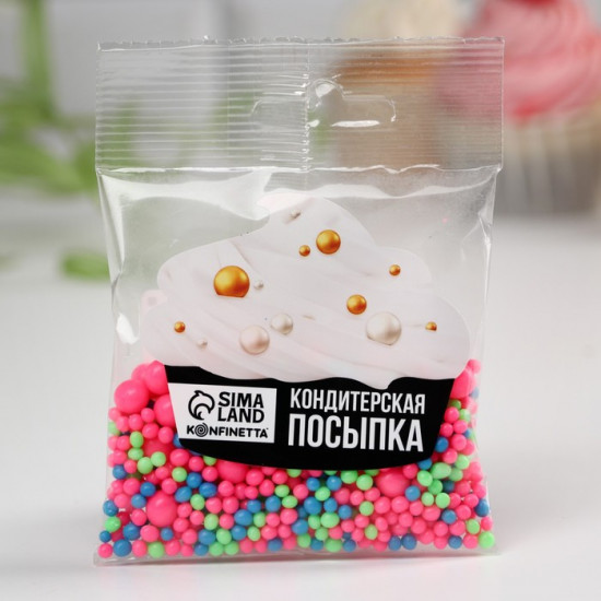 Посыпка кондитерская неоновая, зелёная, розовая, синяя