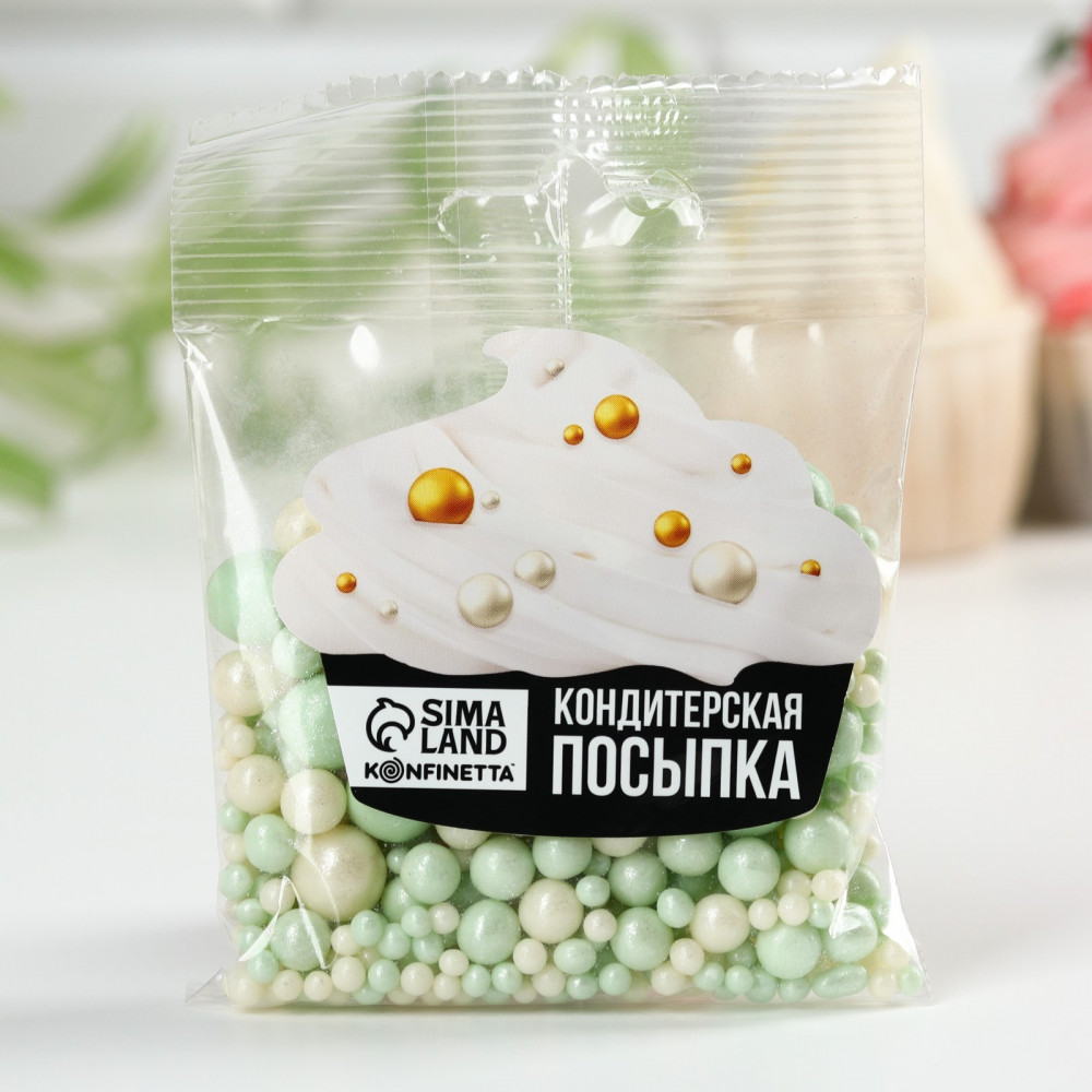 Посыпка кондитерская мягкая, белый, зеленый | Konfinetta