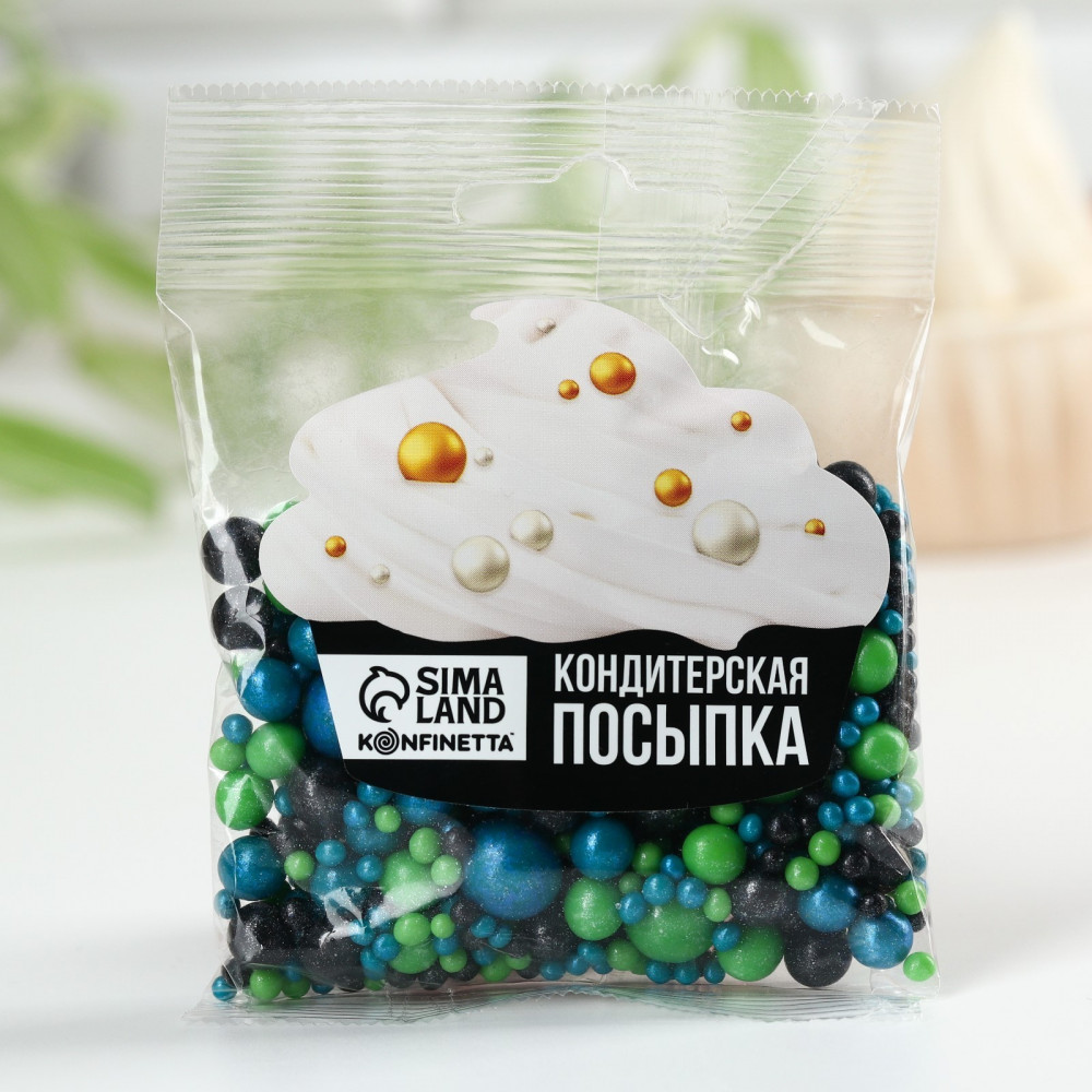 Посыпка кондитерская мягкая, синий, зеленый, черный | Konfinetta