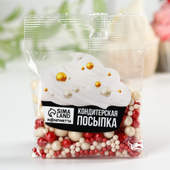 Посыпка кондитерская мягкая, красный, белый