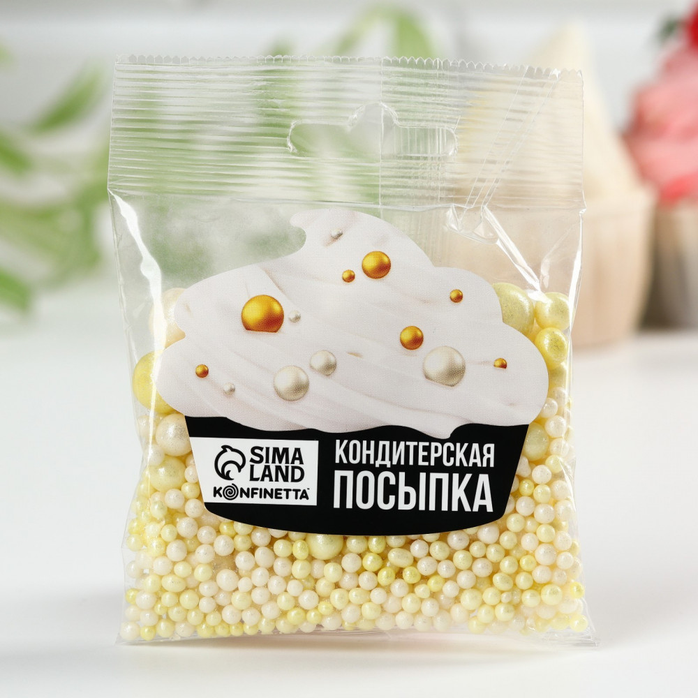 Посыпка кондитерская мягкая, желтый, белый | Konfinetta