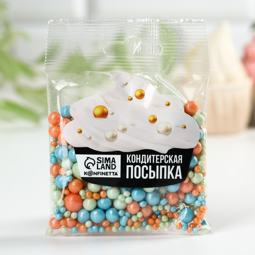 Посыпка кондитерская мягкая, голубой, персиковый, зелёный | Konfinetta