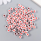 Набор бусин «Красное сердечко в кубе»