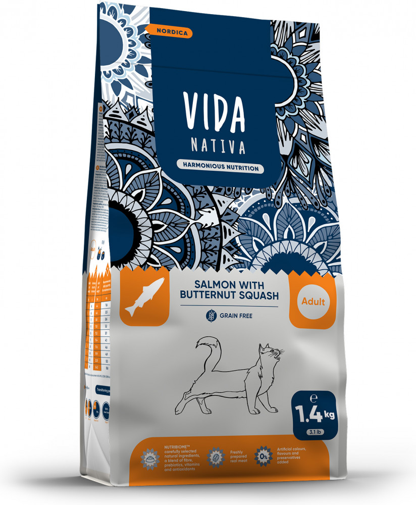Корм для кошек с лососем и тыквой | Vida Nativa