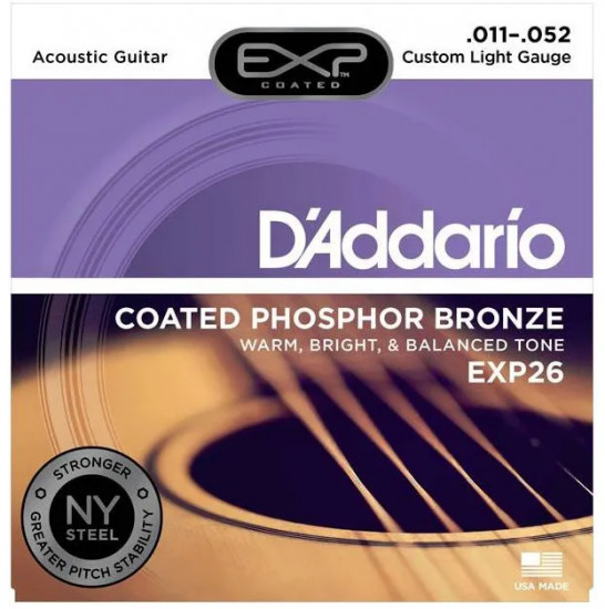 Струны для акустической гитары EXP26 Custom Light, 11-52
